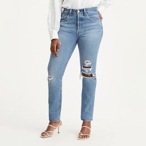 👖 NWT Levi's 501 Medium-Blue Distressed Cotton Skinny Jean - 27x28